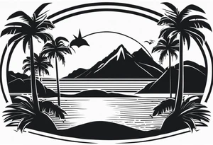 Palm trees and ocean tattoo idea