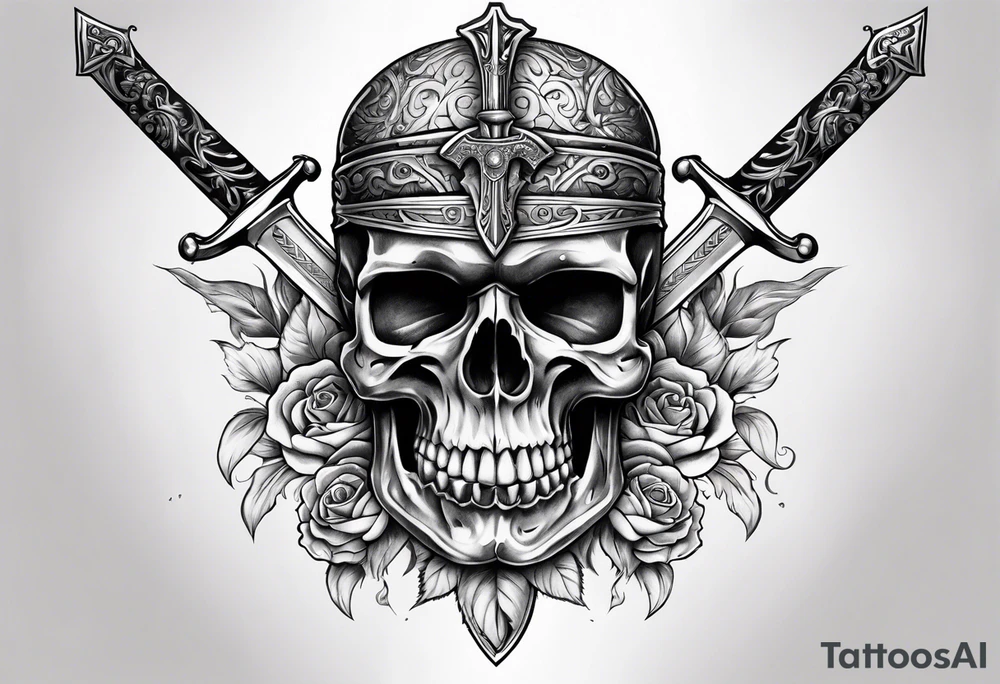 Sword with skull through the head tattoo idea