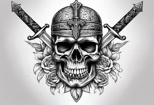 Sword with skull through the head tattoo idea