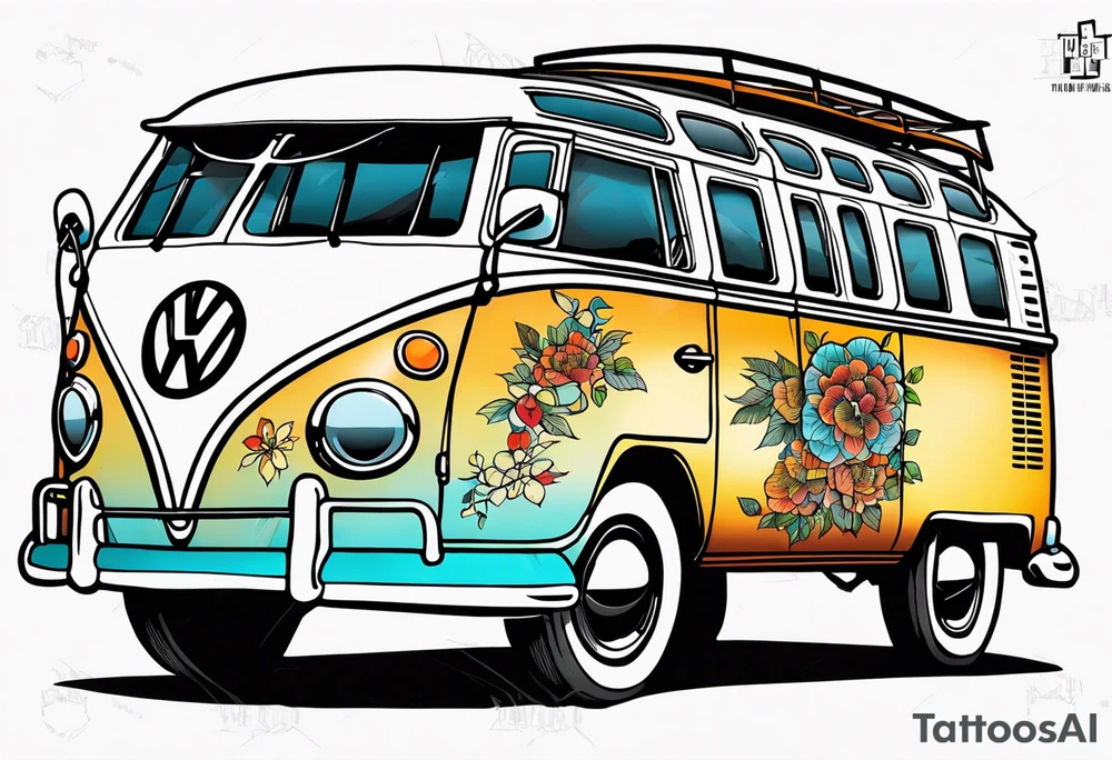 1967 21 window vw bus ragtop tattoo idea