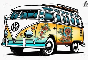 1967 21 window vw bus ragtop tattoo idea