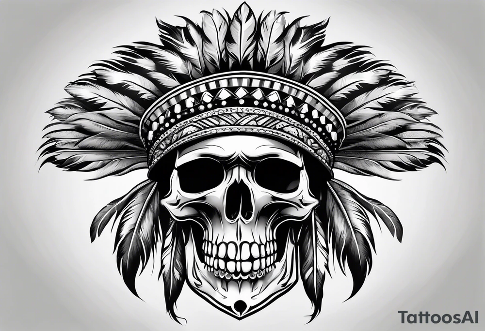 Skull with indian hat tattoo idea