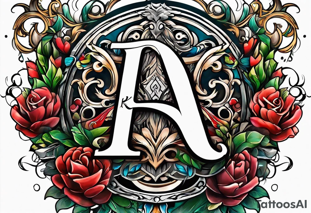 the letters A and R tattoo idea