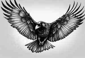 Evil raven in flight tattoo idea