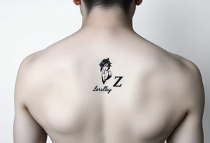 Créame un diseño en miniatura para la parte baja del bicep de un personaje principal chica 
de dragón Ball z con el nombre de lorelay escrito por debajo del diseño tattoo idea