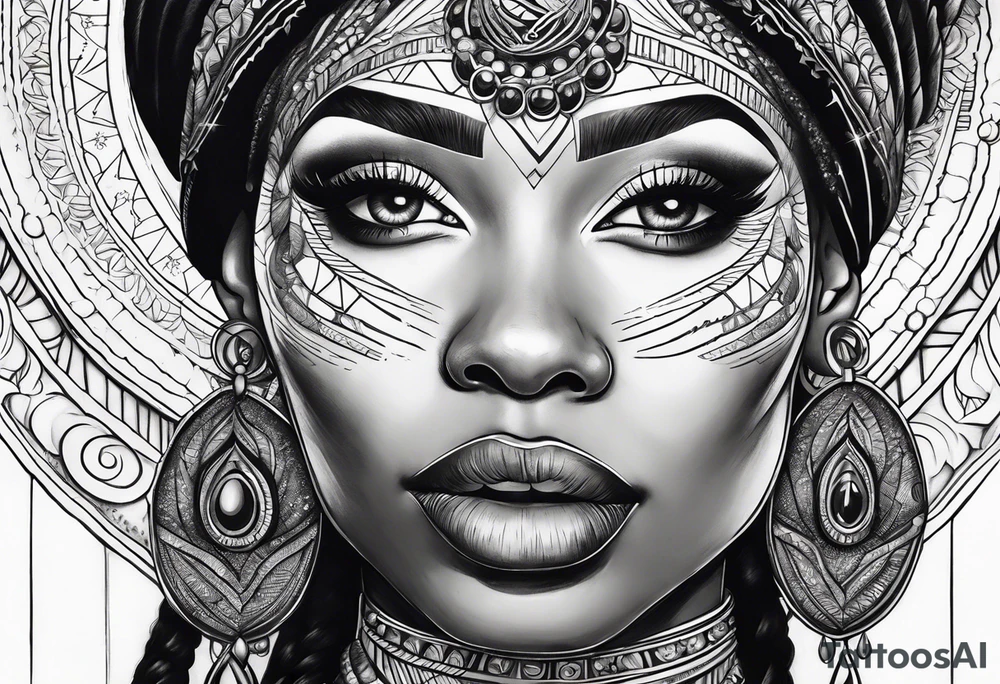 Powerful, black women, astrology, spiritual tattoo idea