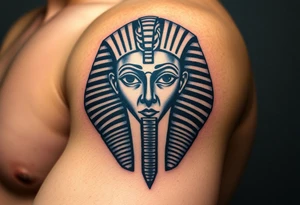 A Pharaoh’s Mask with a Hidden Christian Symbol – Like a subtle cross or Bible verse woven into the design. tattoo idea