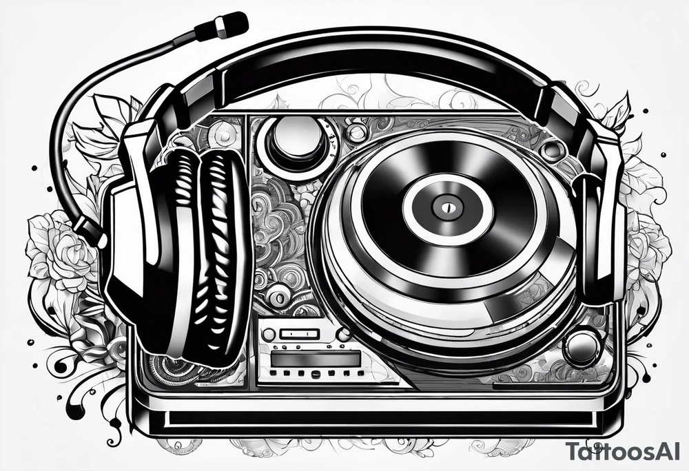 Dj controller and headphones tattoo idea