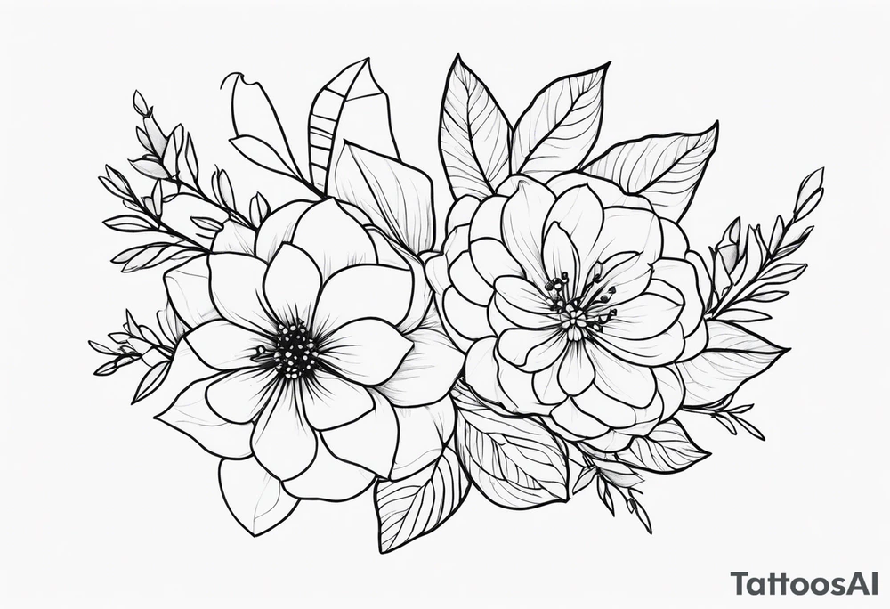 fine line, small flowers, tribal tattoo idea