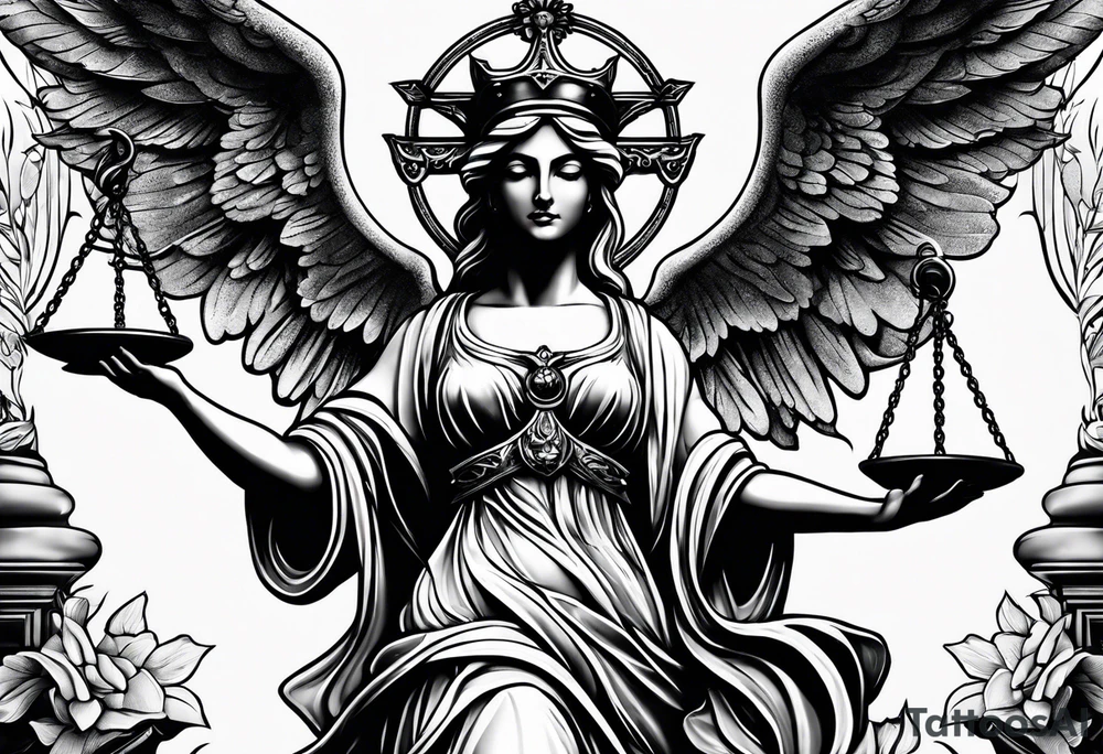 lady justice with wing tattoo idea
