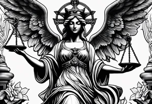 lady justice with wing tattoo idea