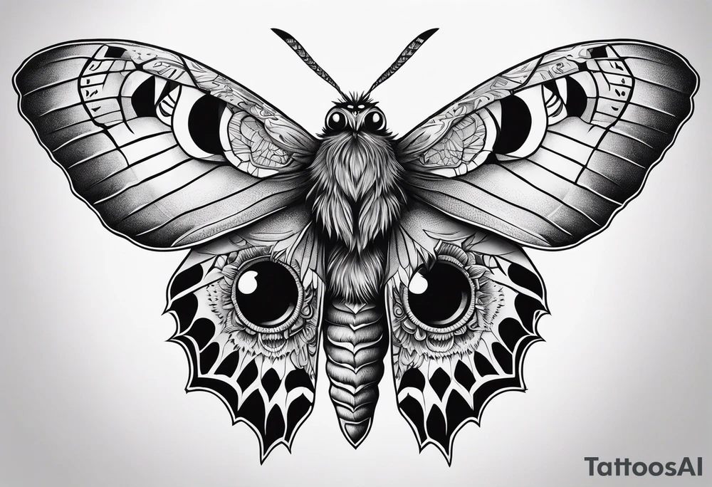 Dead head moth with owl eyes tattoo idea