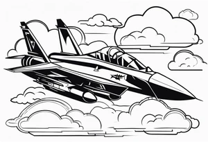 Fighter jet in the clouds with the date 09-07-2023 tattoo idea