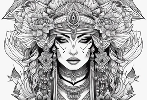 kali, alien goddess, valkrye, pirate, zen, pachamama, lotus, blank panther, eagle, skull tattoo idea