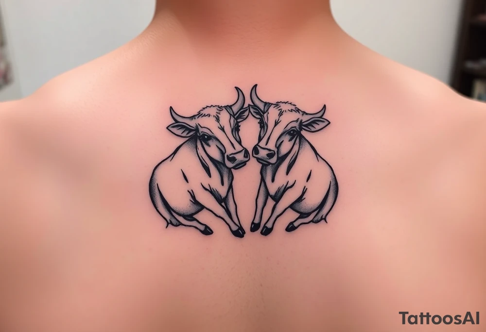 2 mini cows twisted together showing eternity love tattoo idea
