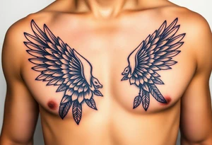 Indian chest color male left peck tattoo idea