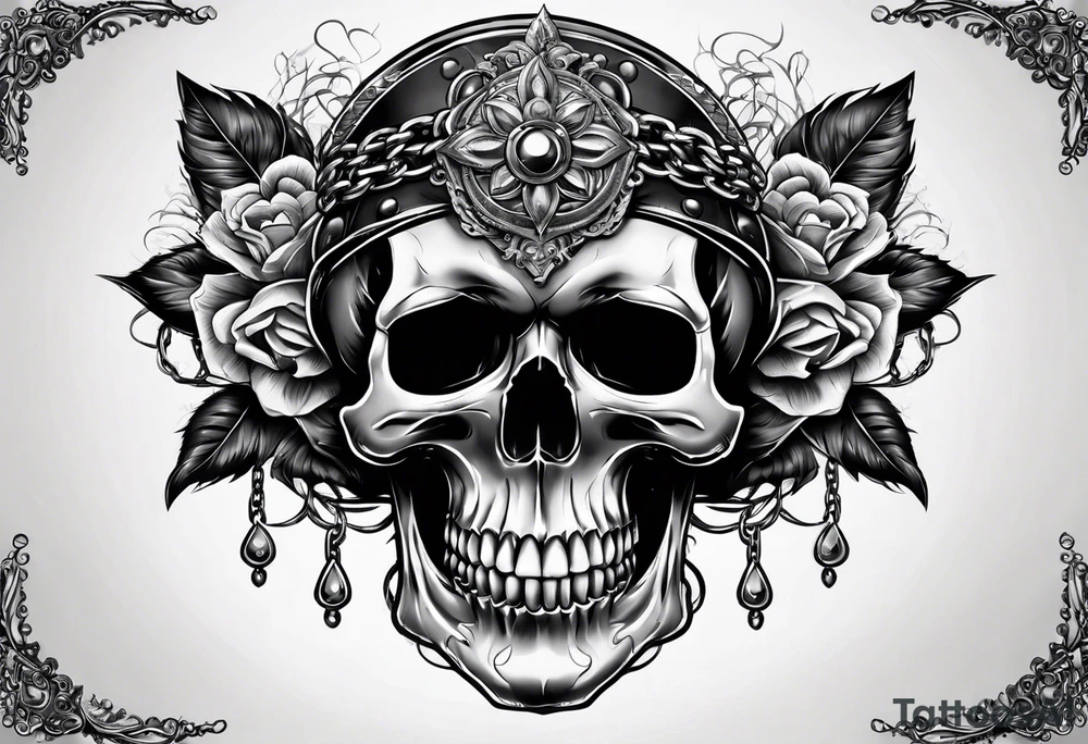 skull with chains tattoo idea