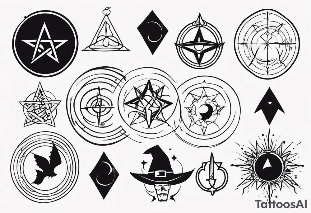 witch symbols tattoo idea