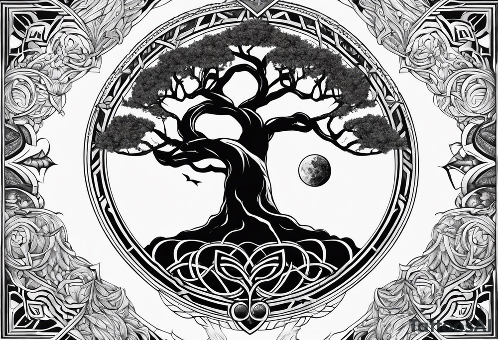 Yggdrasil tree combined with odin tattoo idea