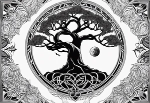 Yggdrasil tree combined with odin tattoo idea