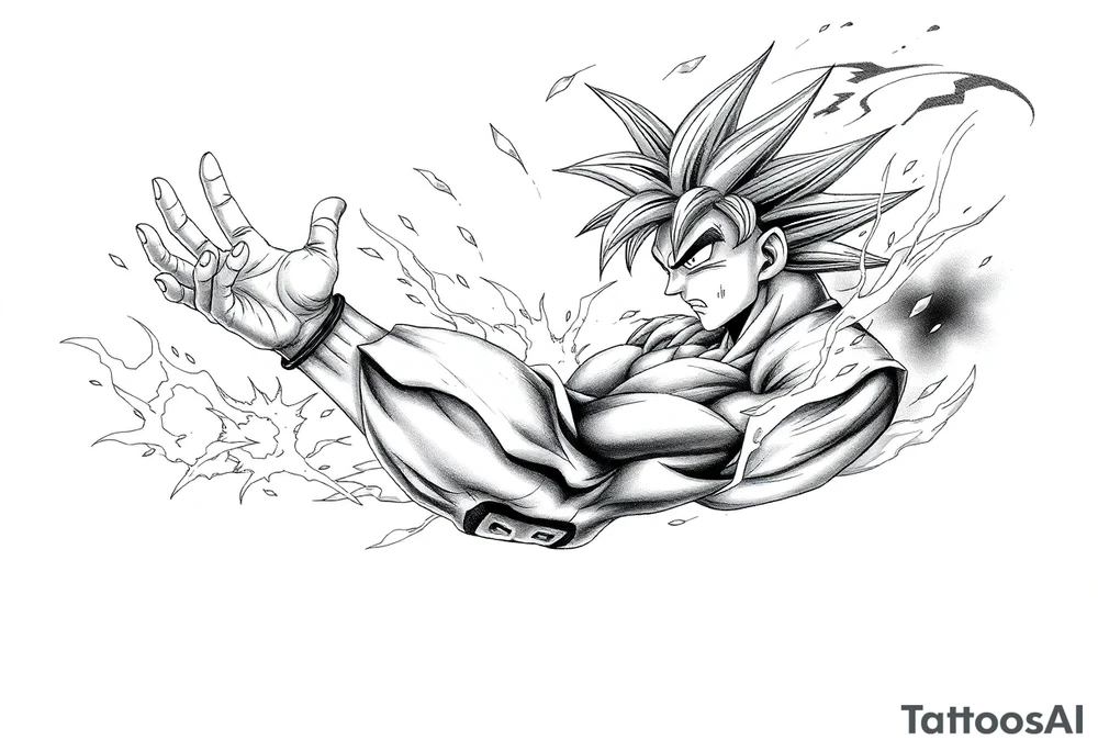 legendary dragonball z scene with energy aura and power effects tattoo idea