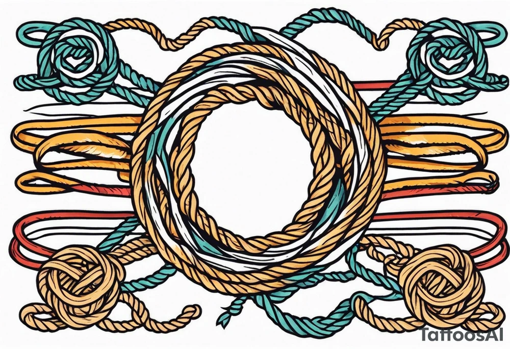 Arm filler rope with knots tattoo idea