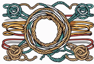 Arm filler rope with knots tattoo idea