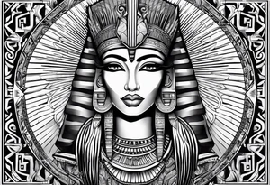 black and white Egyptian goddess Isis tattoo idea