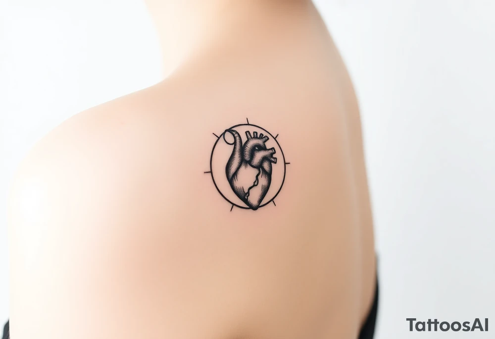 human heart chained within circle sun and moon tattoo idea