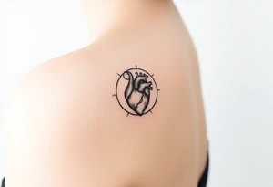 human heart chained within circle sun and moon tattoo idea