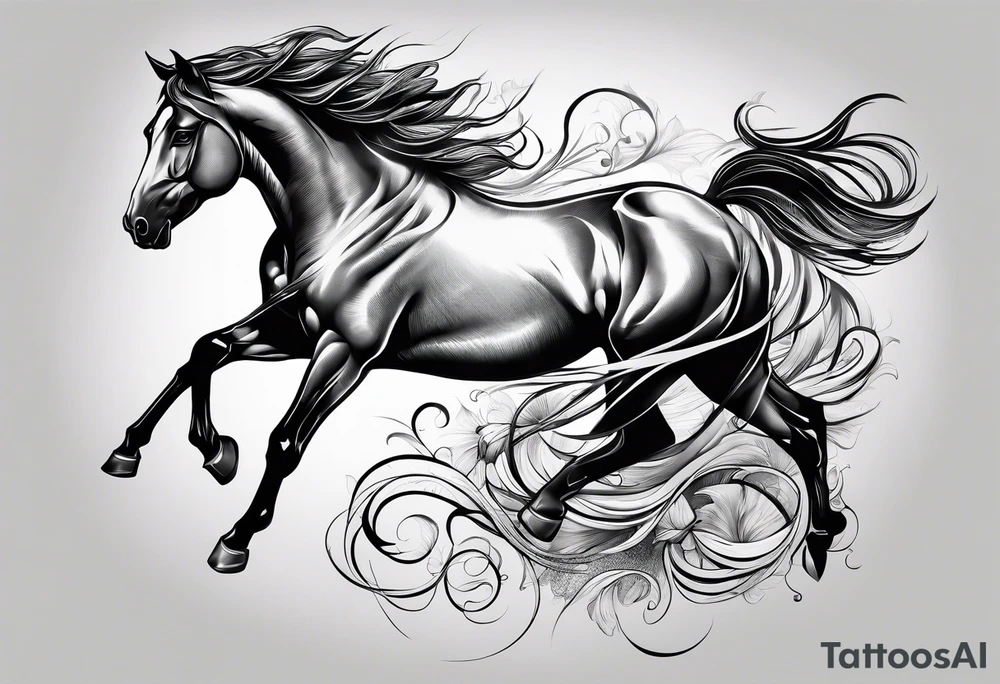 Line tattoo of a horse tattoo idea