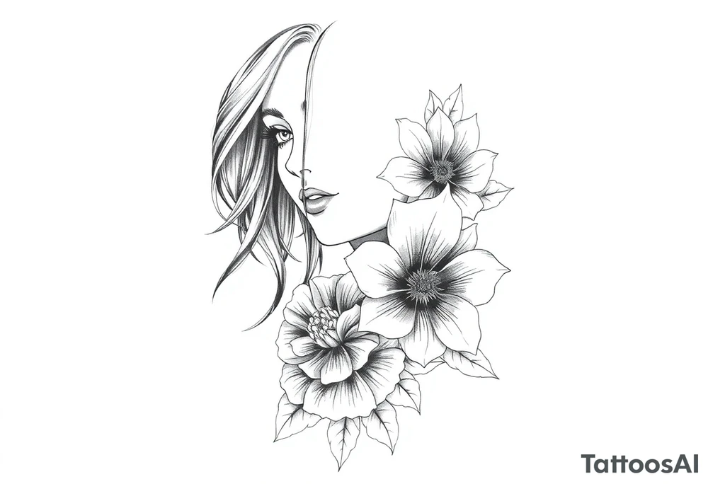 feminine flower sleeve tattoo idea