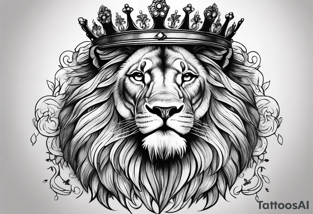 Majestic Lion with Crown tattoo idea