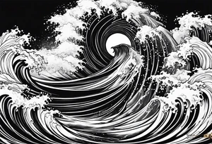 Poseidon steht in einer Welle im Meer tattoo idea