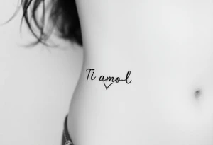 I want (Ti Amo L)in a small heart shape to fit on my ribs feminine tattoo idea