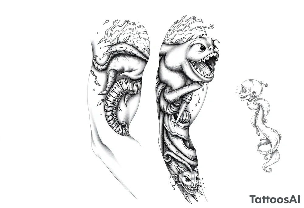 A beach/ocean theme to include something for my wife and child. tattoo idea