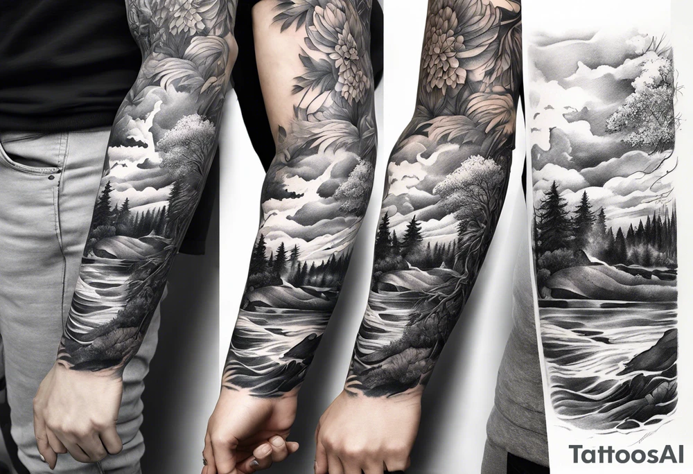 Water, nature, sleeve tattoo tattoo idea
