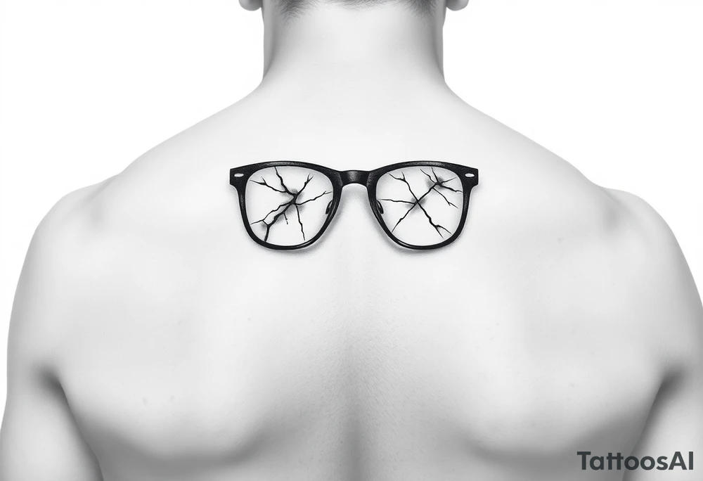 cracked glasses memory of poor eyesight reminder to take care of eyesight, men's tattoo on arm tattoo idea