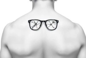 cracked glasses memory of poor eyesight reminder to take care of eyesight, men's tattoo on arm tattoo idea