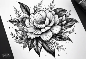 Verticle arm placement of soft flowers and leaves forearm tattoo idea