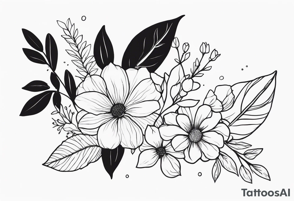 long line of flowers and leaves tattoo idea