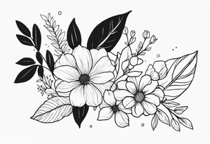 long line of flowers and leaves tattoo idea