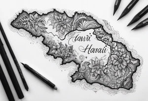 Hawaii archipelago map paisley tattoo idea