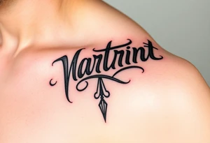 Martinez tribal lettering ,shoulder dropping down to arm tattoo idea