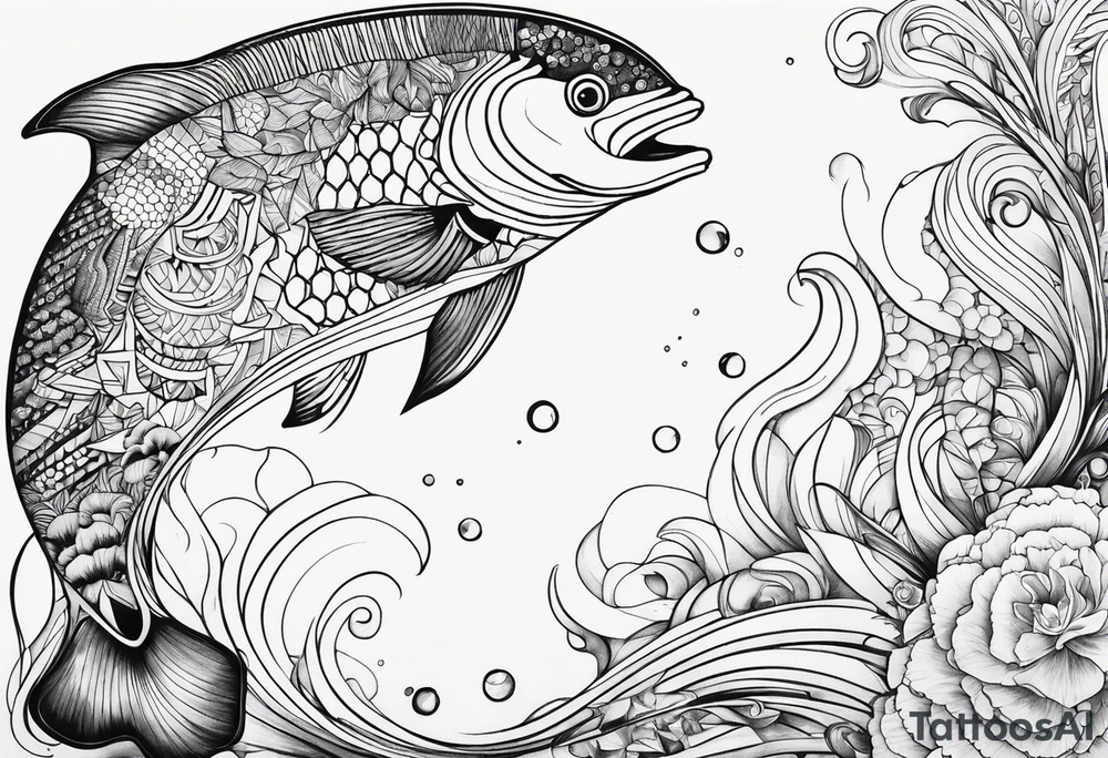 Geometric aquatic animal tattoo idea