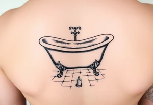 clawfoot bathtub with visible bathroom floor and a candle on the floor tattoo idea