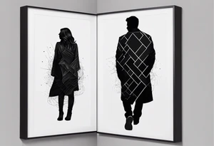 2 black shadows of people standing over 2 black shadows of murdered people tattoo idea