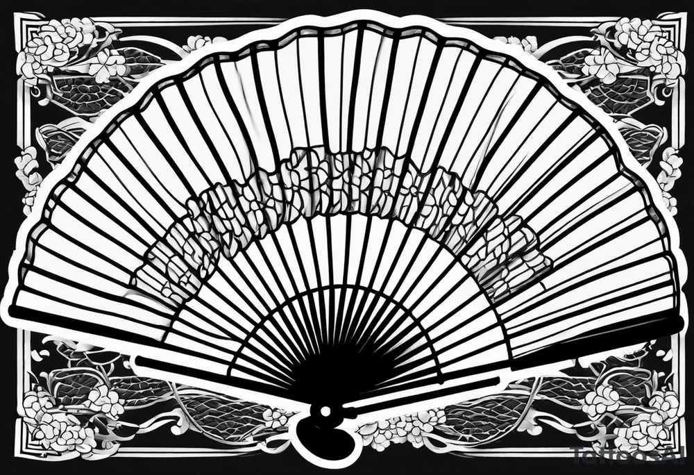 Plain Japanese paper fan with ribbons tattoo idea