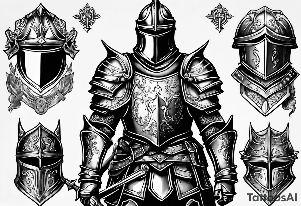 knight heavy armor surrounded tattoo idea