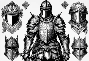 knight heavy armor surrounded tattoo idea